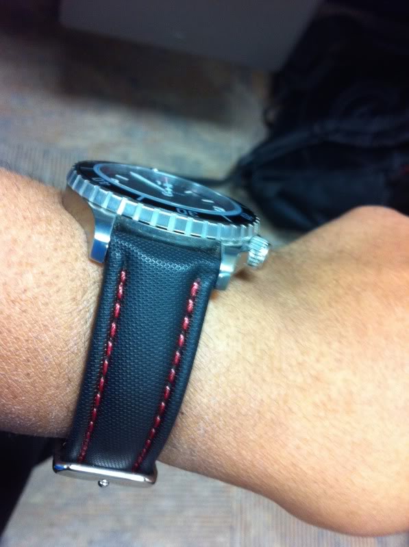 Black Sailcloth Strap with Red Stitching
