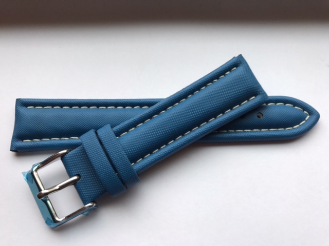 Sky Blue Sailcloth Strap with White Stitching
