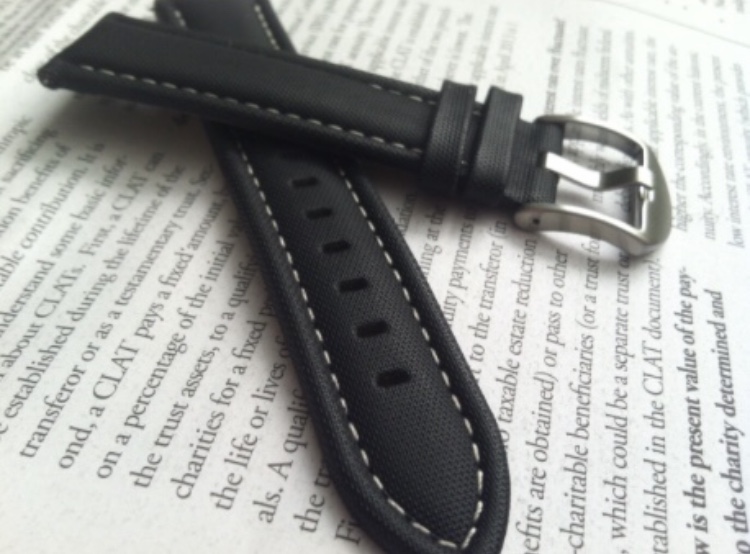 Black Sailcloth Strap with White Stitching