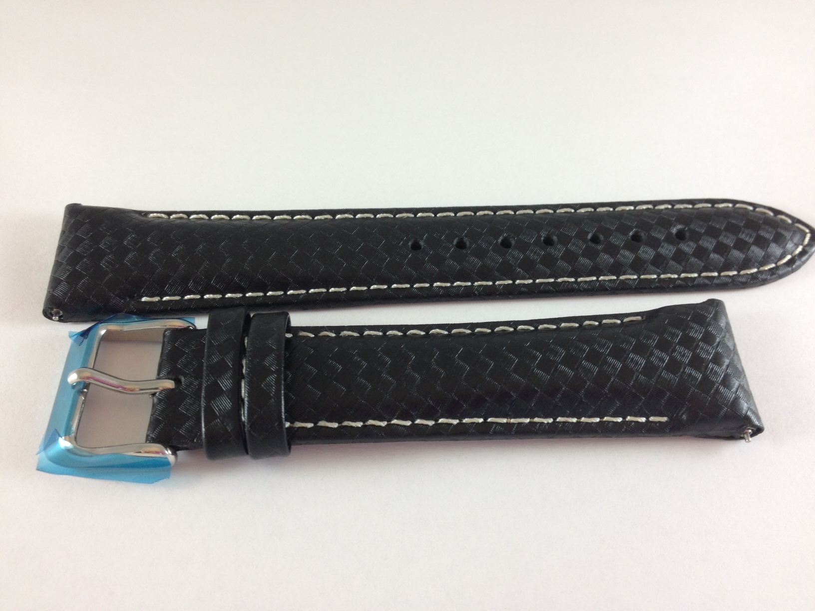 Black Carbon Fiber Strap with White Stitching