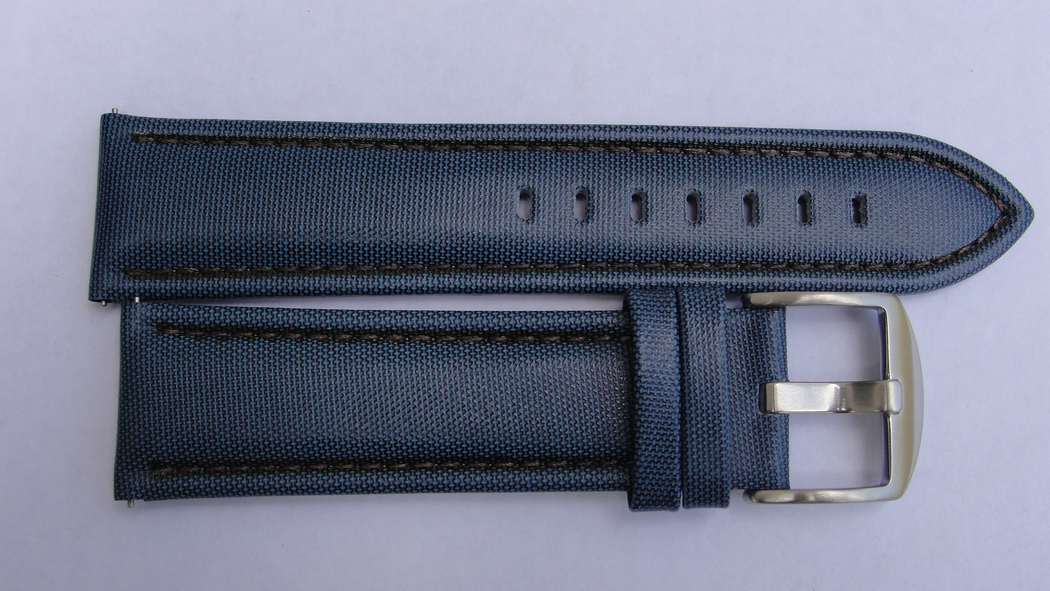 Blue Sailcloth Strap with Gold Stitching
