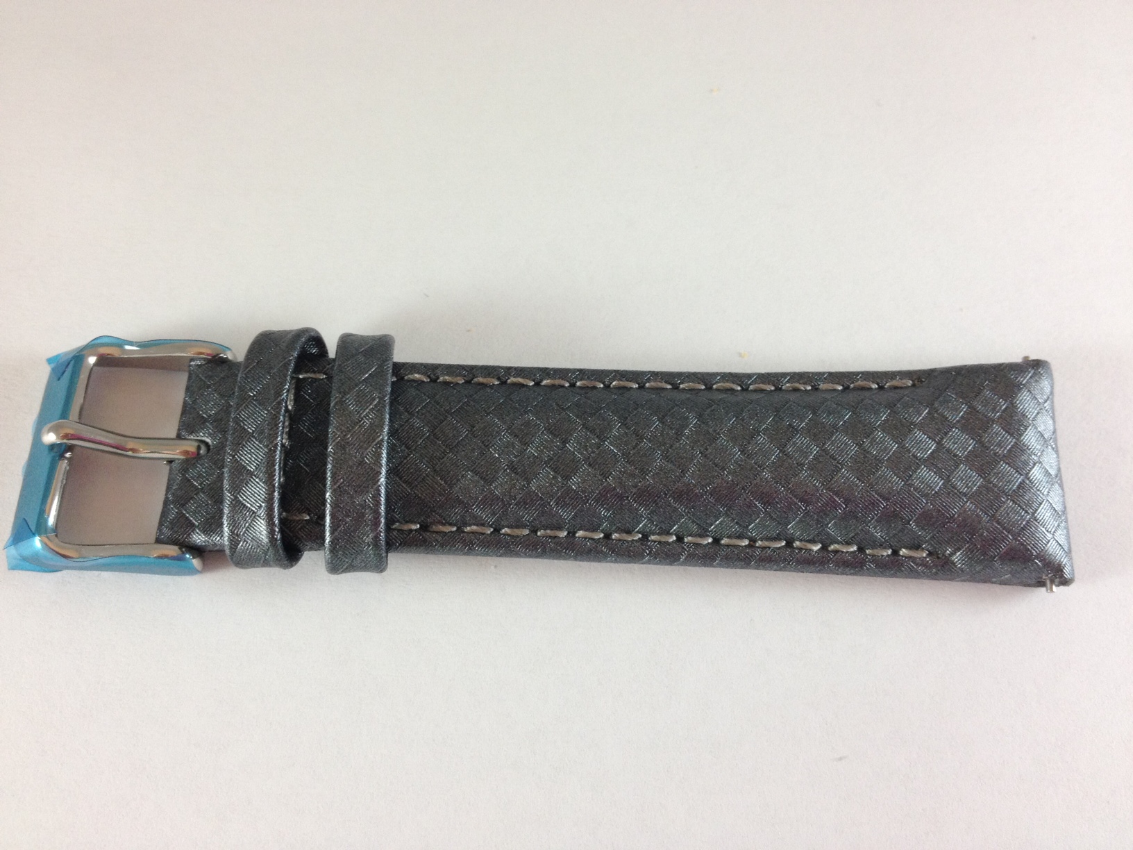 Silver Carbon Fiber Strap with Steel Stitching