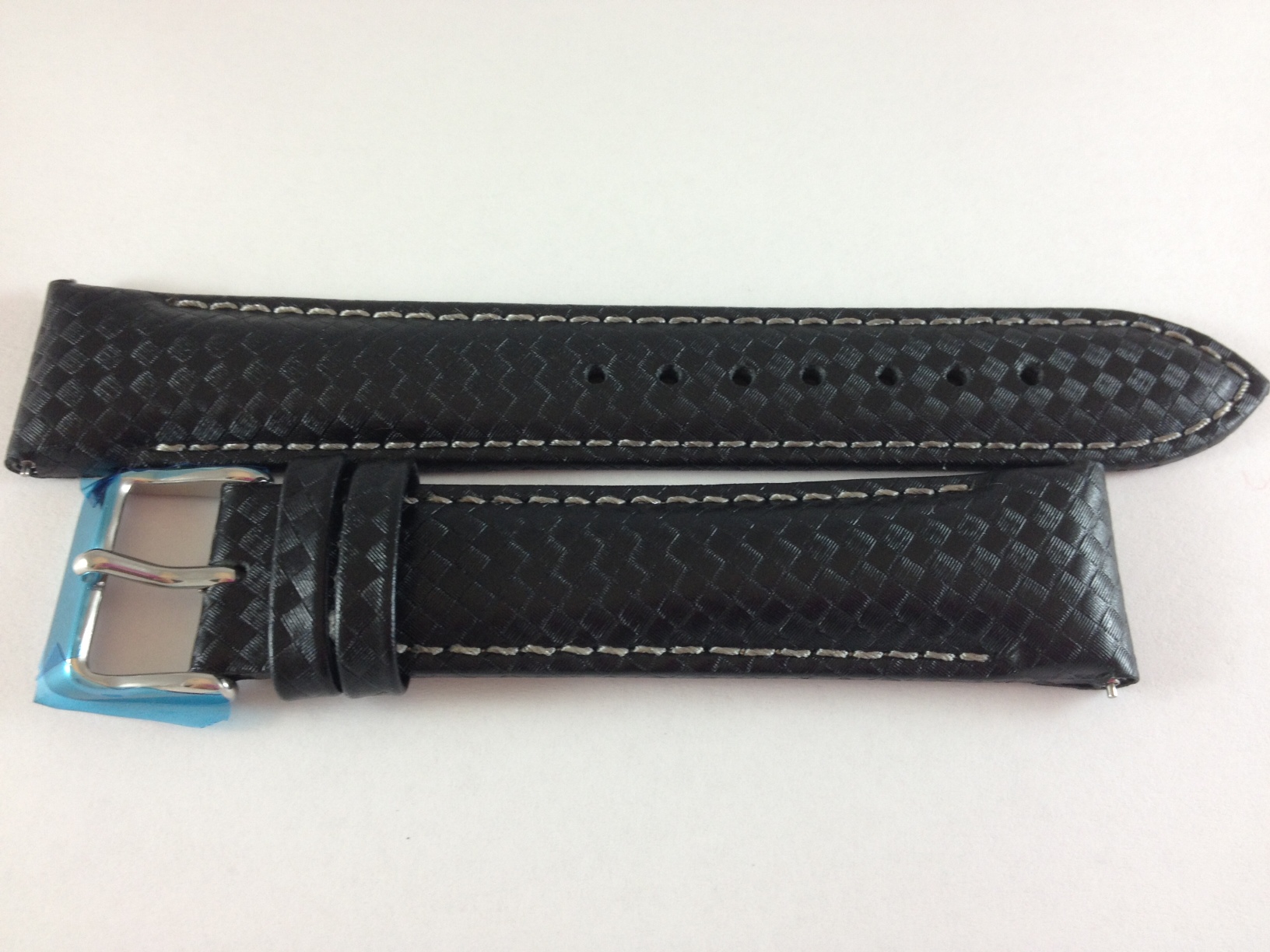 Black Carbon Fiber Strap with Steel Stitching